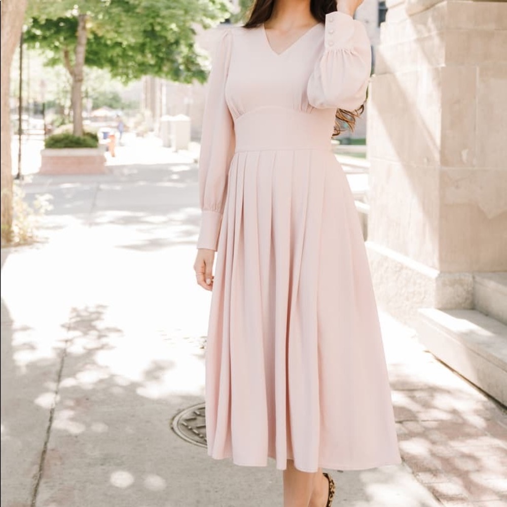 Rachel Parcell Long Sleeve Satin Midi Dress